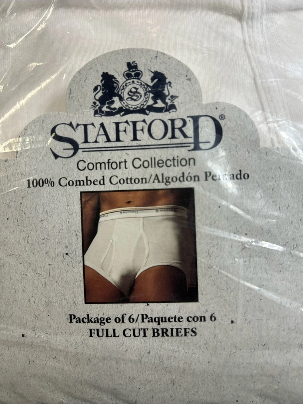 New! 6 Pack Vintage Stafford Full Cut Mens Briefs Underwear 100% Combed Cotton